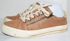 Taos Z Soul Womens Size 8 Canvas Tan Zip Lace Up Sneaker Casual Comfort Shoes