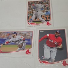 Topps MLB Trading Card Lot - Ortiz, Pedroia, Bradley Jr. Red Sox, 3 Cards