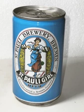 ST. PAULI GIRL PULL TOP 11 OZ BEER CAN BREMEN GERMANY BOTTOM OPEN B5