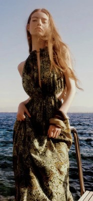 zara green paisley dress Green Paisley Print Short Sleeve Midi Dress main image 1