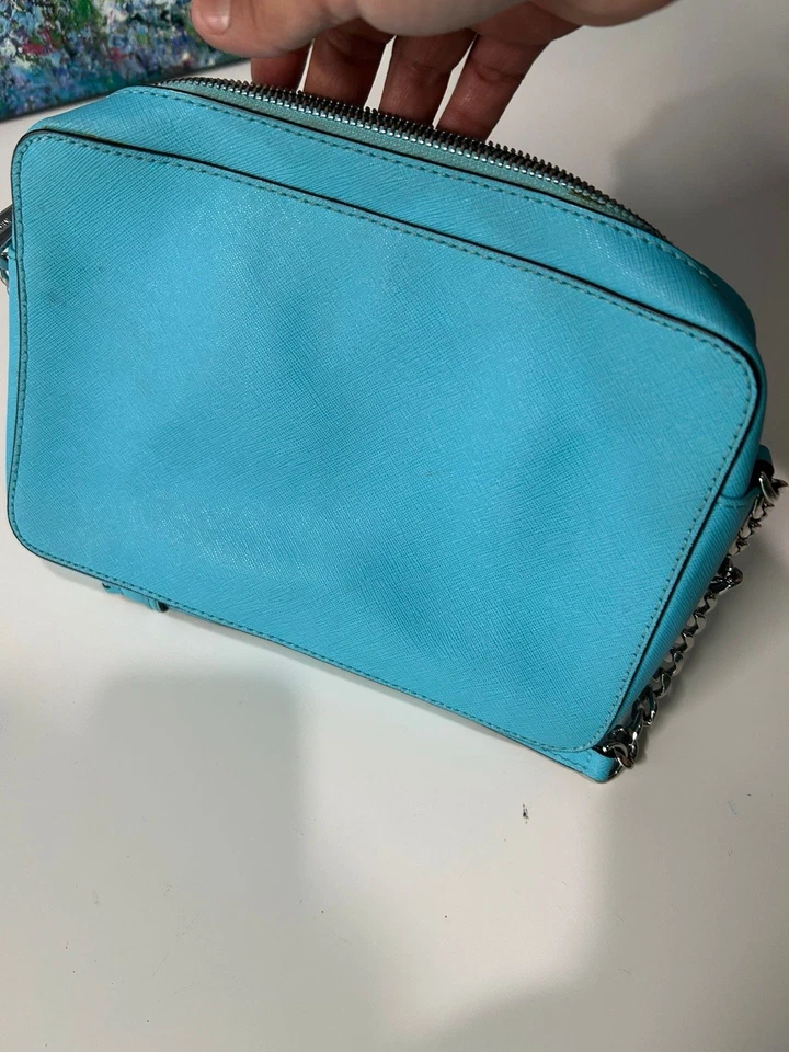 Michael Kors Leather Crossbody Bag Aqua pre Owned - Image 3 of 3