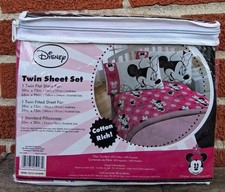 Disney Minnie Mouse Cotton Rich Twin Size Sheet Set EB6TR-0072