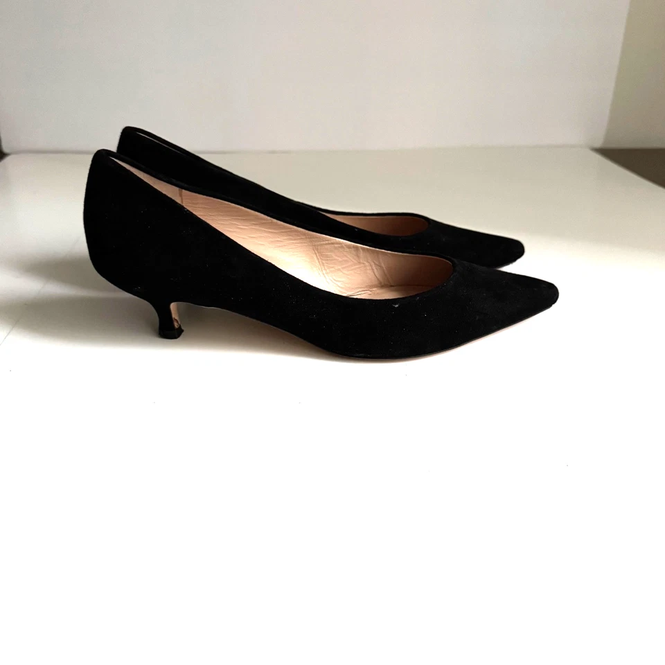 Bombas femininas Stuart Weitzman Poco Black Peau salto gatinho noite 8 N usadas uma vez - Imagem 4 de 4