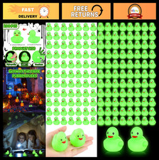 200 Pcs 2" Glow in the Dark Rubber Ducks - Squeaky Floating Bath Toys for Partie