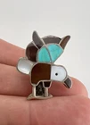 Vintage Zuni Sterling Silver Flush Turquoise & MOP Flying Eagle Ring