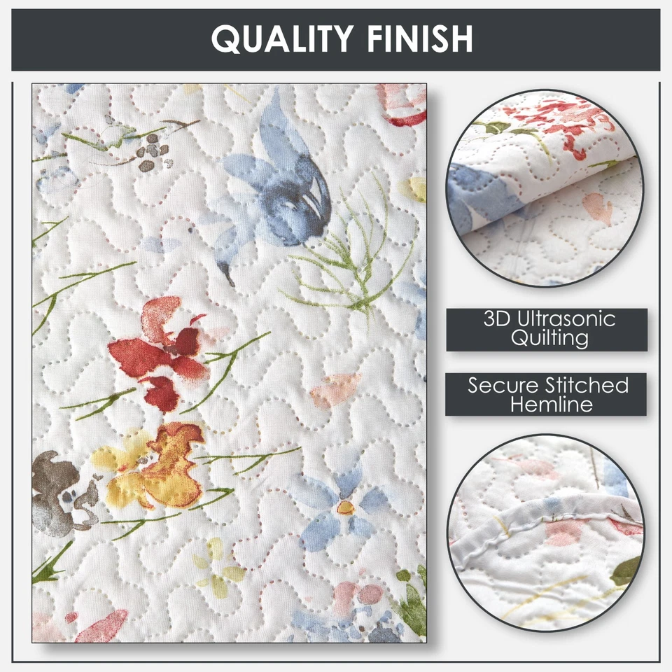 Bedspread Set Quilted Patchwork Bedspread Double King Single Bed S Meadow - Image 2 of 4