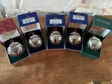 Reed  Barton Silverplate Holly Sleigh Bell Ornament 1999 2000 2001 2002 2003