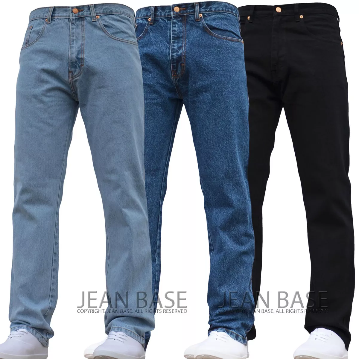 BNWT NEW MENS STRAIGHT LEG WORK BASIC PLAIN DENIM JEANS PANTS ALL WAIST &  SIZES