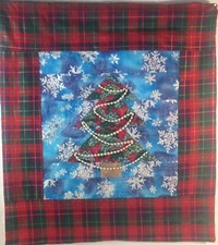Christmas Tree Wall Hanging Quilt 20"H x 19"W Red, Green Blue