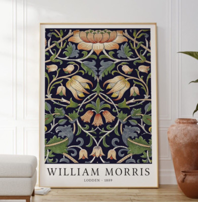 William Morris Lodden Blumenmuster Druck, Jugendstil Flower Botanical Poster