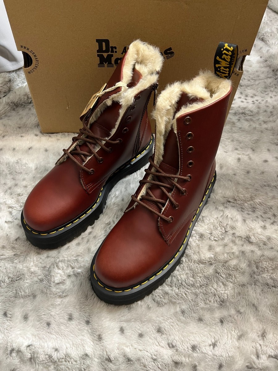 Dr. Martens Jadon Faux Fur Lined Platform Boots in Brown  display picture 2