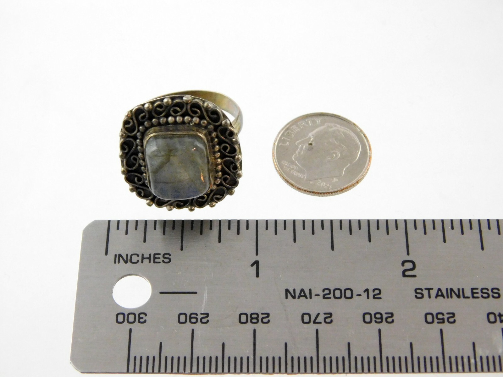 Sterling Silver Rectangular Labradorite Statement… - image 8