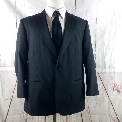 Van Furstenberg 44S Embassy 1 Button Black Tuxedo Suit Blazer