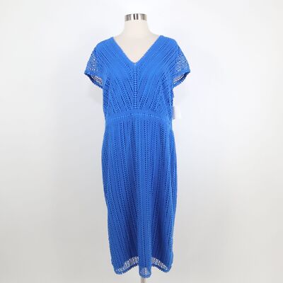 Boden Sheath Dress Nancy Lace Womens US12R NEW Bold Blue V-Neck Stretch  $230 | eBay