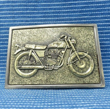 Motorcycle Belt Buckle Biker Vintage 80s Pressed Metal Inlay       .CVB697