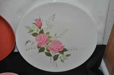 Vintage MELMAC MELMINE 34 pc PINK ROSE Platter Plates Bowls