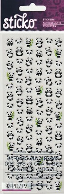 NEW! Sticko Tiny PANDAS Theme Stickers 93 pieces! 00077 Fast FREE Ship!