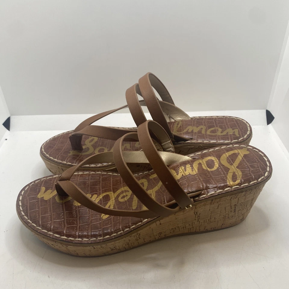 Sandalias de cuña Sam Edelman Romy marrón con correa talla 8 zapatos cuña de corcho usadas en excelente estado envío rápido Foto 3 de 4