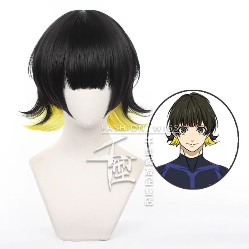 Perruque Cosplay Blue Lock de Bachira avec fibre thermorésistante haute densité