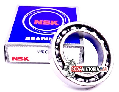 NSK Japan 6906 Deep Groove Ball Bearing, Open Type, No Seals 61906