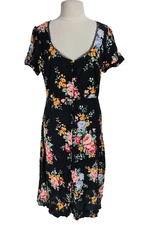 FOREVER 21+ Women Plus Size 0X Woven Dress Black Multi Mini Fit Flare Dress 323P