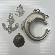 H7 Lot Half Shells Dolphin Anchor Ocean Beach Nautical Charms Retro Pendants