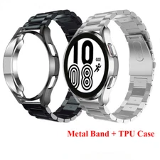 For Samsung Galaxy Watch 4 5 6 7 40/44/45mm Classic Metal Band+Case Cover 42/46