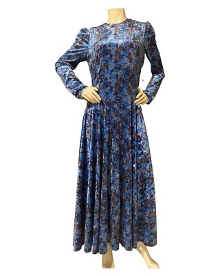 Free People Heartland velvet midi dress onyx combo Backless Calico Long Slv  XL | eBay