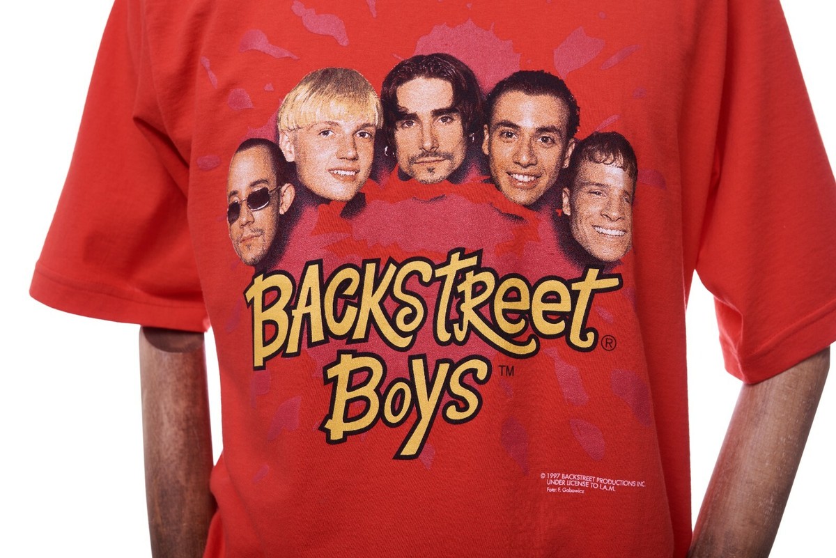 Vintage Backstreet Boys T-Shirt 1997 Red Size 182/188 Kevin Howie