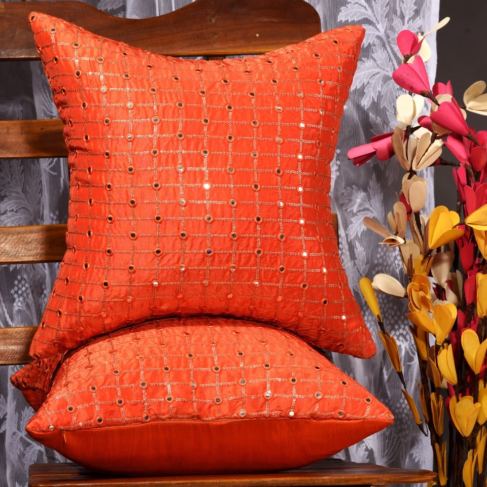 Decorative silk pillow cover 16x16 18x18 20x20 throw pillow for sofa living room - Image 2 of 4