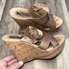 Korks By Korke Ease Women’s Open Toe Wedge Sandals Flower Motif Rose GoldSize 7 