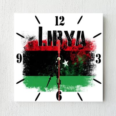 Libya Flag Wall clock patriots Wooden Tile Watch Support Décor
