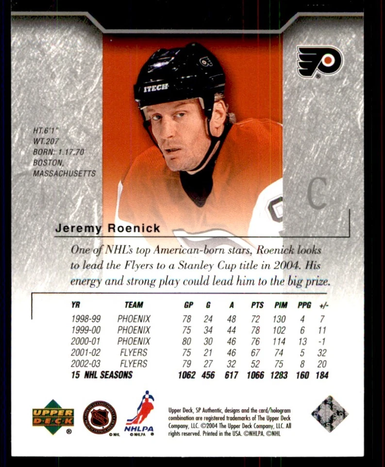 2003-04 SP Authentic Jeremy Roenick #65 - Image 2 of 2