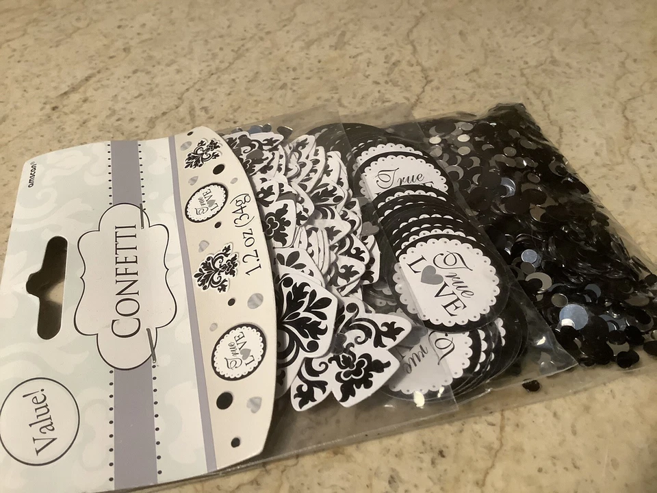 True Love Confetti TRIPLE PACK Wedding Glitter Table Decorations Black Silver! - Image 3 of 4