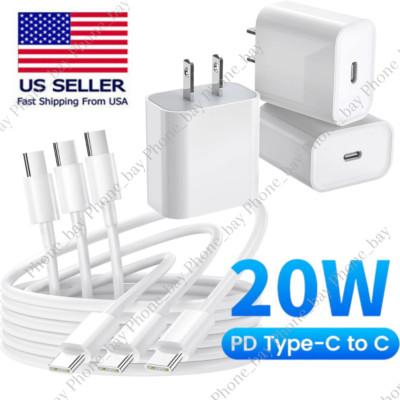 For Samsung Galaxy A13 A33 A53 A73 5G 20W PD Fast Wall Charger Dual Type C Cable