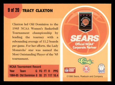 Tracy Claxton - 1996 Classic Sears Legends of the Final Four #9