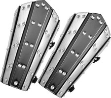Adults Faux Leather Arm Guards - Medieval Metal Armor Style Bracers - One Siz...