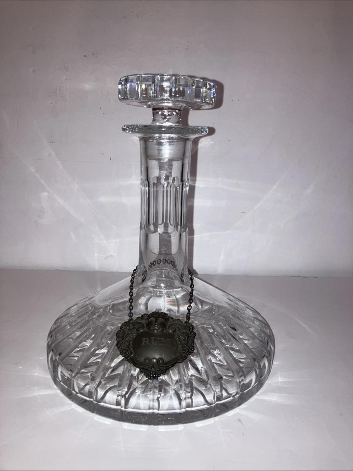 VINTAGE 1960s Italian Ribbed Crystal Glass Decanter “LOOK”