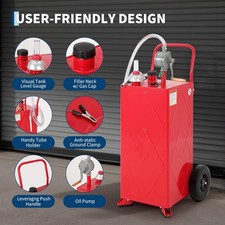 35 Gallon Fuel Caddy w/Pump Wheels Portable Fuel Gasoline Diesel Transfer Tank