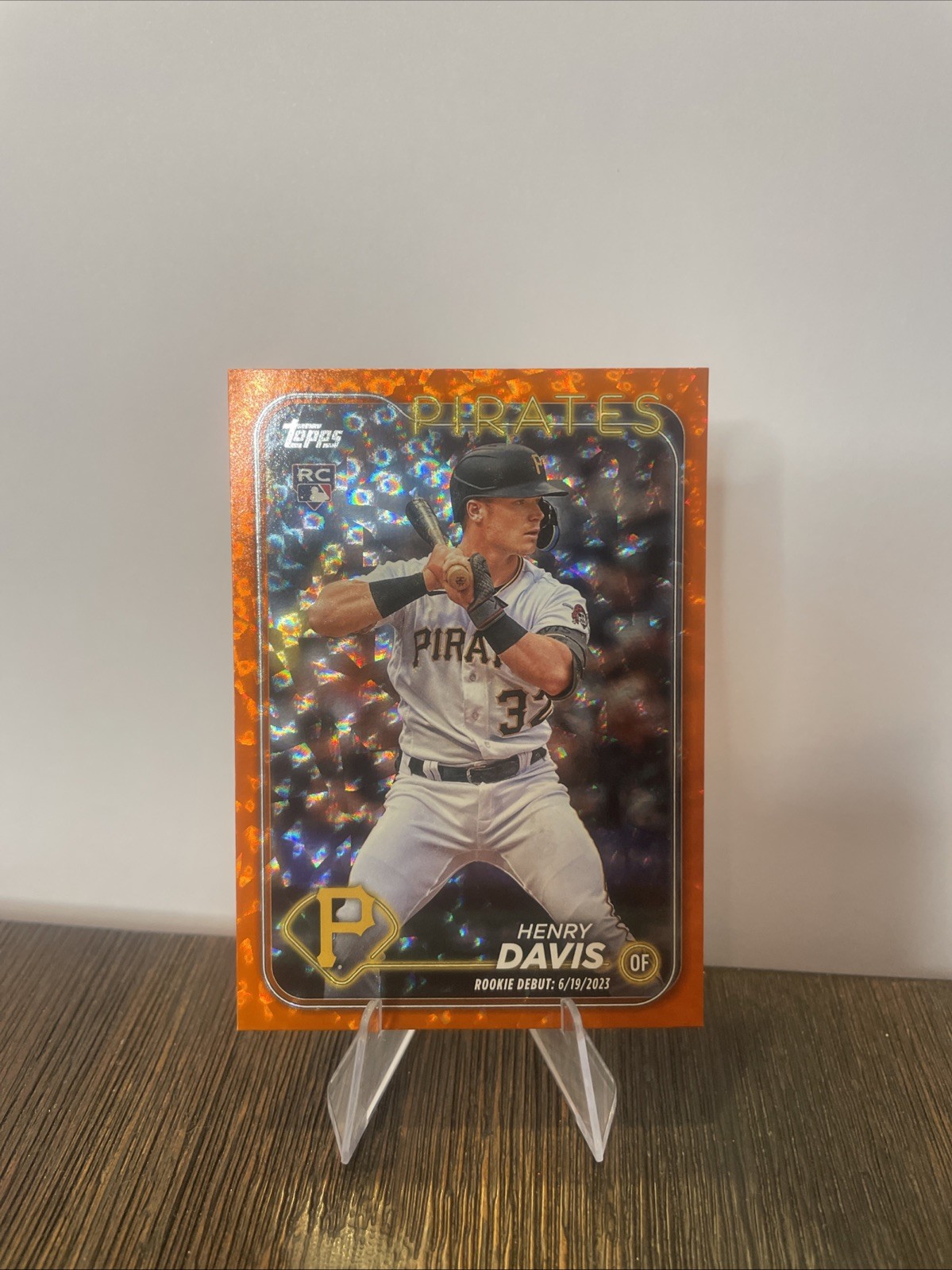 2024 Topps Update Henry Davis #US162 Orange Crackle Foil# /299 Pirates RC Debut
