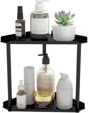 2 Tier Bathroom Counter Organizer Vanity Corner Shelf Skincare Makeup Countertop