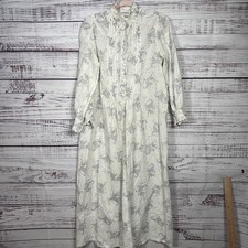 Miss Elaine Nightgown Sz M LS Maxi Floral Paisley Button Cottage Core Flaw