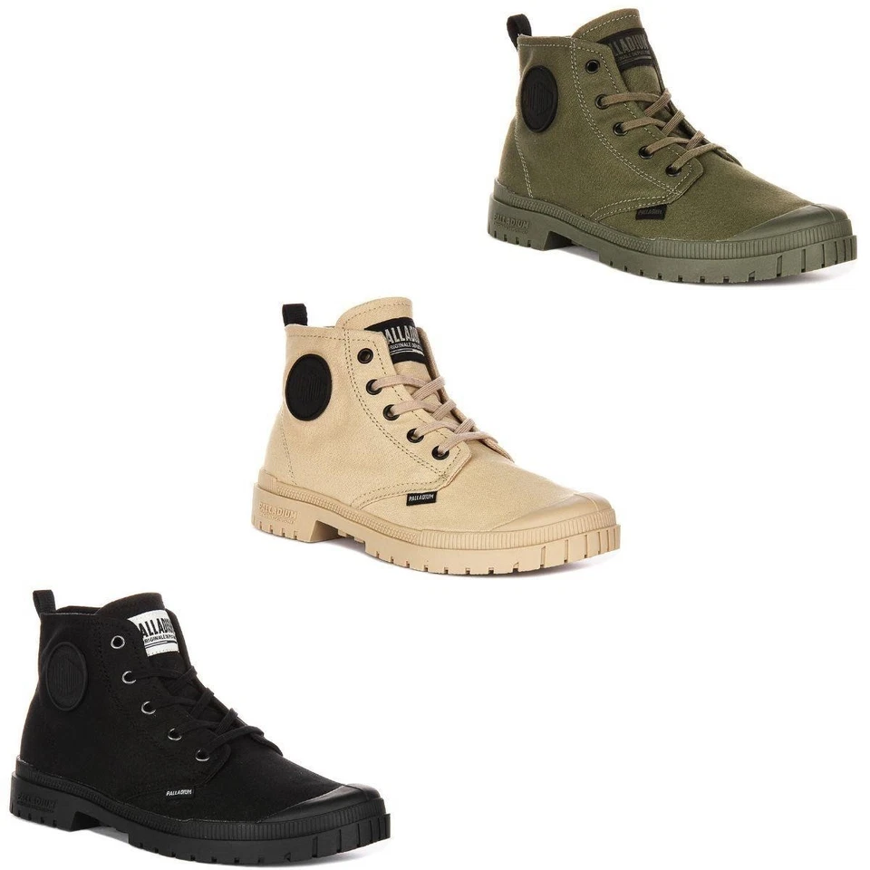 PALLADIUM Pampa Sp20 Hi Boot Vegan Femme Toile Olive UK 4 - 12 - Photo 1/1