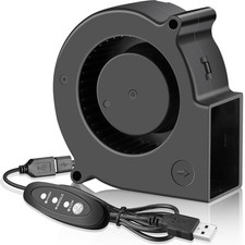 75mm X 30mm USB Blower Fan with 3 Speeds Control, 5V Powered DC Brushless Tur...