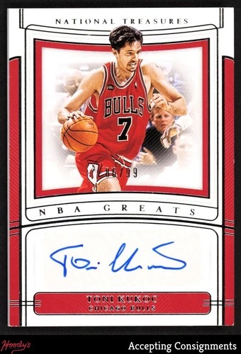 2019-20 Panini National Treasures NBA Greats #18 Toni Kukoc AUTO HOF 86/99