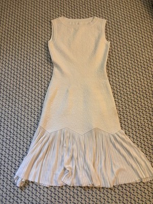 ALAIA SLEEVELESS WHITE stretch drop waist Knee Length DRESS, Size 38 $2490 