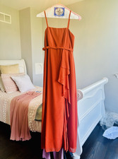 Azazie Kaylee Chiffon Sleeveless Bridesmaid Dress Rust Size 12