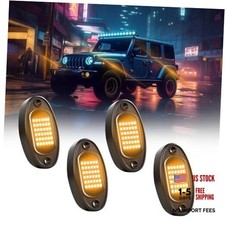 Rock Lights Ultra Bright LED Neon Underglow Lights Waterproof 4 Pods Yellow