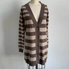 HAWICK 100% Pure Cashmere Striped Long Cardigan