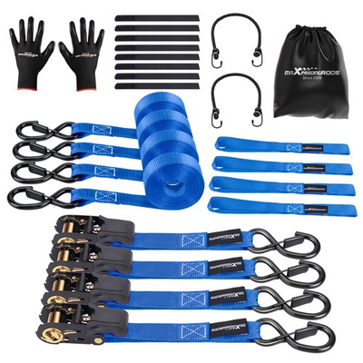 #ad S Hook Heavy Duty Ratchet Straps Tie Down Blue 2200 lbMotorcycle Trailer Truck $35.33